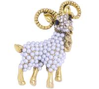 Ciieeo Broche de Oveja de Aleación Perlas Blancas, Pin para Ropa y Mochilas, Accesorio Femenino para Vestidos, Chaquetas y Bolsos, Broche de Gemas de Imitación, Joyería para Mujer