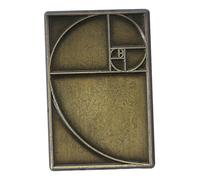 Ciieeo Broche de Solapa Metálico Diseño de Rectángulo y Proporción Áurea, Color Dorado Vintage, Pasador Artístico Espiral, Accesorio Temático para Profesores y Amantes de Matemáticas