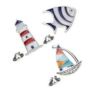 Ciieeo Broches de Aleación de Pez Tropical, Faro y Barco de Vela, Multiusos Juego de 3 Diseño Marinero para Sombreros y Bandas Cabello en Celebraciones