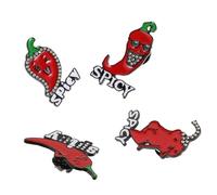 Ciieeo Broches de Solapa de Aleación de Zinc en Forma de Chile Rojo, Accesorios Versátiles Resistentes al Desgaste para Mujeres en Eventos Obsequios, Pack de 4 Piezas
