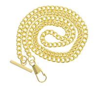 Ciieeo Cadena de Reloj de Bolsillo de Metal Dorada 65 CM Hebilla en T Vintage para Hombre y Mujer Cadena de Cinturón de Jeans Resistente para Uso Formal E Informal