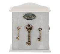 Ciieeo Caja caja de llaves estante de pared en forma de casa Armario para guardar 16 llaves. Organizador de accesorios joyero de madera soporte de pared para armario de llaves