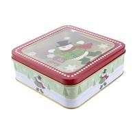 Ciieeo Caja Cuadrada de Hojalata Transparente para Dulces Galletas y Snacks Paquete Navideño Decorativo para Fiesta de Navidad Caja de Almacenamiento Resistente y Reutilizable