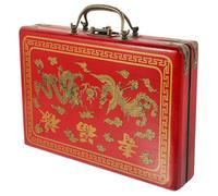 Ciieeo Caja de Transporte de Mahjong Vintage de Madera y Poliuretano, Estuche Multiusos Tamaño 24 sin Fichas, Asa Cómoda, para Almacenamiento y Viaje en Dormitorio, Resistente y Práctica