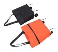 Ciieeo Carros de Supermercado Portátiles 2 Piezas Plegables y Multifunción con Ruedas, Bolsa de Compras Compacta y Resistente en Color Naranja y Negro, Adecuado para Uso Doméstico