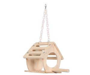 Ciieeo Casa Colgante para Pájaros de Madera con Percha, Nido para Agapornis y Cockatiels, Caja de Crianza Resistente para Jardín y Hogar