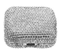 Ciieeo Cenicero de Acero Inoxidable para Coche con Tapa, Mini cenicero de Bolsillo con Diamantes de imitación para, Resistente al Viento, Compacto, para Exteriores o escritorios de Oficina.