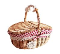 Ciieeo Cesta De Picnic Pequeña Tejida para Almacenaje De Comida Y Verduras Organizador Decorativo De Hogar 10.62X9.84X7.08In