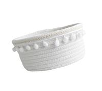 Ciieeo Cesta Organizadora De Algodón Mediana Para Escritorio Decoración Rústica Con Bola De Algodón Blanca Para Almacenaje Doméstico