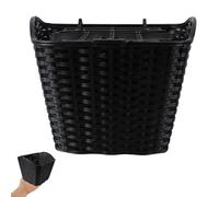 Ciieeo Cesta para Bicicleta Eléctrica Tejida de Plástico Imitación Ratán con Tapa Negra, Cesta del Manillar Delantero Resistente y Espaciosa para Almacenamiento en Ciclismo Urbano