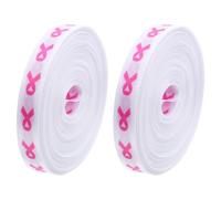 Ciieeo Cinta de Concienciación Cáncer de Mama 2 Rollos 10 MM X 9 M Cinta de Poliéster para Envolver Regalos y Manualidades Decoración Eventos Navideños y Recaudación Fondos