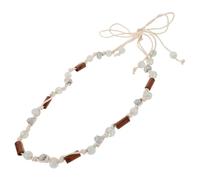 Ciieeo Cinturón Trenzado Étnico para Mujer Estilo Bohemio Tejido a Mano con Cuentas Azules Longitud Ajustable Accesorio Versátil para Vestidos y Faldas Cinturón de Moda Vintage