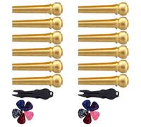 Ciieeo Clavijas de Cobre para Cuerdas de Guitarra Acústica Set de 24 Piezas 6 Clavijas 5 Púas 2 Extractores Repuesto para Puente con Herramientas de Reparación y Accesorios para