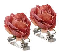 Ciieeo Clips para Sujetar Cortinas Lisas, Juego de 2 Abrazaderas Diseño Floral en Rojo Rosa, Pinzas Resistentes para Decoración y Uso en Hogar y Oficina