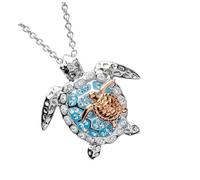 Ciieeo Collar Colgante De Tortuga Bicolor Para Mujer, Joyería Creativa Cuello, Cadena Metálica Dorada, Accesorio Animal Elegante Para Fiestas y Uso Diario