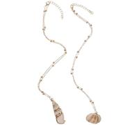 Ciieeo Collar de Concha Natural y Caracola Borde Dorado para Mujer, 2 Piezas, Elegante y Creativo, Material Concha y Caracola, Adecuado para Fiestas y Cenas
