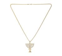 Ciieeo Collar de Menorá de Janucá Gemas de Imitación Joyería Religiosa de Janucá Colgante de Menorá de Cristal Obsequio para Fiestas Judías Unisex