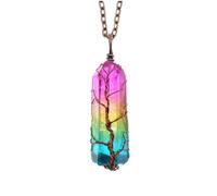 Ciieeo Collar de Moda con Colgante Árbol de Vida Vintage Piedra Natural Teñida Colores Vibrantes Cadena Cómoda y Delicada Joyería Simbólica para Mujer Regalo para Fiestas y Cumpleaños