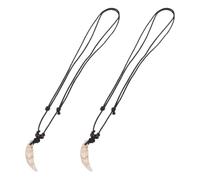 Ciieeo Collar de Mujer Colgante de Diente Falso Acrílico, Diseño Retro de Diente Salvaje, Color Beige Nácar, Juego de 2 Piezas para Uso Diario y Fiestas