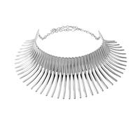 Ciieeo Collar Gargantilla Exagerado de Espinas Grandes para Mujer Collar Grueso de Metal en Color Plata Cadena Corto para Clavícula Joyería Africana de Moda Accesorio Decorativo para