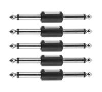 Ciieeo Conector Recto Diseño Robusto y Compacto de 6.35mm para Pedal de Guitarra Eléctrica, Color Plata Paquete de 5 Piezas para Pedalboard y Presentaciones