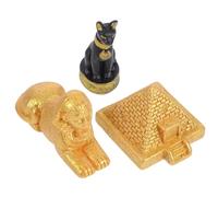 Ciieeo Conjunto de 3 Figuras Decorativas de Resina Antiguo Egipto Pirámide, Esfinge y Diosa Gata para Decoración del Hogar y Fiestas Temáticas Egipcias
