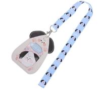 Ciieeo Cordón para Tarjetas de Identificación Kawaii con Funda Transparente de Pu y Tela, Diseño de Perro de Color Claro, Porta Credenciales Colgante para Estudiantes, Maestras y Oficina