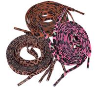 Ciieeo Cordones Planos para Zapatos 3 Pares 120 CM Estampado Leopardo Rosa Negro y Rojo Cordones Decorativos Resistentes para Zapatillas y Calzado Casual Mujer