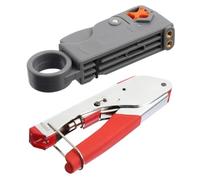 Ciieeo Crimpadora de Compresión de Bolsillo para Cables Coaxiales Bloqueo de Seguridad y Diseño Profesional, Kit de 2 Piezas para Pelar y Comprimir Cables Coaxiales