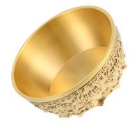 Ciieeo Cuenco Decorativo de Latón Macizo 10 Cm, Cuenco Chino Fortuna para Decoración del Hogar y Oficina, Diseño Geométrico Tradicional, Acento Artístico para Sala y Festividades