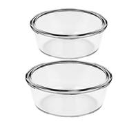 Ciieeo Cuencos de vidrio para freidora de aire 2 piezas 6.69x6.69x2.55in recipientes de cristal transparentes aptos para horno para preparar y servir en cocina hogar