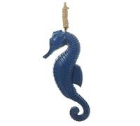 Ciieeo Decoración Colgante Caballito de Mar Azul Oscuro, Madera, Estilo Mediterráneo, Temático Playa para Baño y Hogar, Adorno Rústico Doble Cara para Pared, Decoración Náutica Hogar
