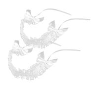 Ciieeo Diadema de Encaje Color Marfil Lolita 2 Piezas Volantes para Mujer, Accesorio Cosplay de Camarera y Fiesta de Té, Banda Cabello Vintage Romántica y Ligera