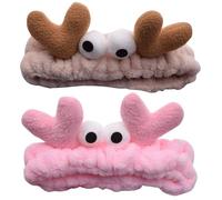 Ciieeo Diadema Pelo Cómoda de 2 Piezas, Cinta Elástica para Limpieza Facial, Diademas Flexibles para Maquillaje, Colores Caqui y Rosa, Banda para Spa y Cuidado Piel