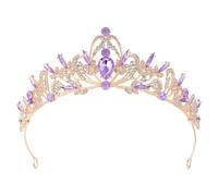 Ciieeo Diadema Vintage Dorada Corona y Gemas de Imitación, Aleación de Zinc, Elegante para Cumpleaños y Ocasiones Obsequios