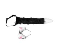 Ciieeo Diadema y Rabo de Gato para Cosplay Felpa Negra y Blanca Accesorio Temático para Disfraces de Halloween y Fiestas Orejas de Gato para Adultos y Niñas Conjunto Ligero y Cómodo