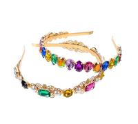 Ciieeo Diademas Barrocas Vintage Gemas de Imitación, 2 Piezas (gota y Diseño 02 en Dorado), Accesorios Cabello de Niña y Mujer, Banda Pelo para Fiestas y Cosplay