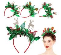 Ciieeo Diademas Navideñas 4 Piezas Astas de Reno y Hombre de Jengibre Accesorios Cabello de Tela No Tejida Ligeras y Resistentes para Fiestas y Celebraciones