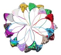 Ciieeo Diademas Orejas de Gato de Lentejuelas, 12 Colores Variados, Accesorios para Cabello de Mujer y Adolescentes, Ideales para Fiestas, Disfraces y Uso Diario