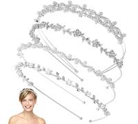 Ciieeo Diademas para Novia 4 Piezas Gemas de Imitación y Perlas, Accesorio Cabello de Boda Elegante, Diadema para Fiesta y Evento, Tocado Nupcial Cristal Brillante