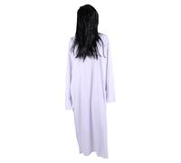Ciieeo Disfraz de Fantasma para Mujer Adulto, Vestido Blanco Ligero y Transpirable de 1. Uñas Negras y Peluca para Fiesta de Halloween y Festivales al Aire Libre