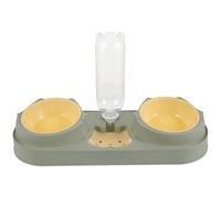 Ciieeo Dispensador Automático de Comida y Agua para Mascotas Comedero de Doble Cuenco Verde Compacto y Resistente Adecuado para Perros y Gatos Dispositivo de Alimentación para Uso