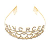 Ciieeo dorada de aleación de zinc para fiesta de divorcio - accesorio para mujeres con estilo barroco, uso cómodo y función de foto para celebraciones de soltería