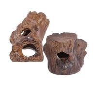 Ciieeo Escondite para Gambas y Peces de Cerámica Segura 2 Piezas Tronco Descomposición y Tocón Cueva Decorativa para Acuario Refugio de Cría para Pecera y Hábitat Natural