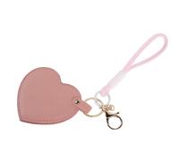 Ciieeo Espejo de Viaje Compacto con Forma de Corazón, Cubierta de Piel PU Rosa, Ligero y Portátil para Camping y Uso Diario, Adecuado para Niñas y Mujeres