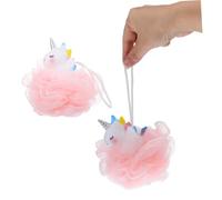 Ciieeo Esponjas de Baño Unicornio para 2 Unidades, Esponjas Vegetales Suaves para Ducha Infantil, Bola Exfoliante de Lufa para Niñas, Limpieza Profunda y Generación de Espuma