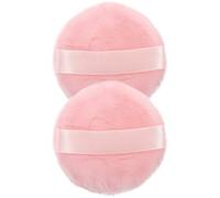 Ciieeo Esponjas de Maquillaje para Polvos, 2 Unidades, Diámetro 75 Mm, Algodón Puro, Borla Facial Rosa para Polvos Sueltos y Compactos, Herramienta Cosmética para Difuminar y