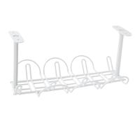 Ciieeo Estante Colgante de Escritorio Abs Blanco sin Taladro, 1 Capa, con 2 Adhesivos sin Rastro y 4 Tornillos, Organizador de Oficina Compacto para Almacenamiento y Orden en Espacio