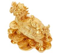 Ciieeo Estatua de Tortuga Feng Shui de Resina Dorada 12.5x9.2x10.5 Cm, Decoración Hogar y Oficina, Figura de Dragón y Tortuga para Atraer Riqueza y Suerte