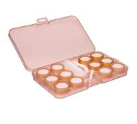 Ciieeo Estuche para Lentes de Contacto Transparente Tamaño Pequeño Color Marrón Vintage 6 Compartimentos Herméticos Organizador Práctico para Viaje y Uso Diario